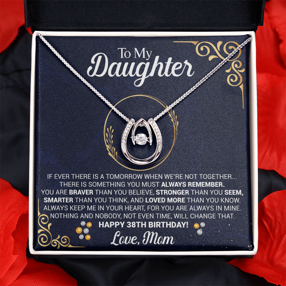 38th Birthday Daughter Gift Necklace, Gift From Mom, Lucky in Love Necklace For 38th Birthday Daughter Girl, Gift for 38th Year Old Daughter from Mother jewelry