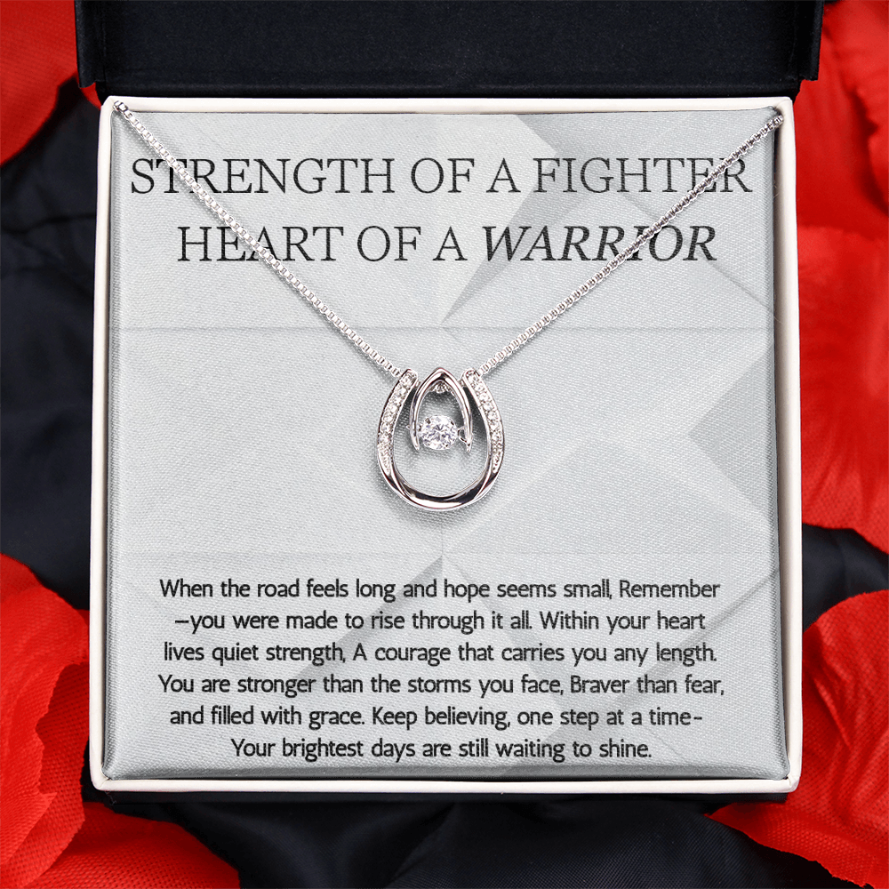 Warrior Lucky in Love Necklace, Strength of a Fighter Jewelry, Encouragement Gift