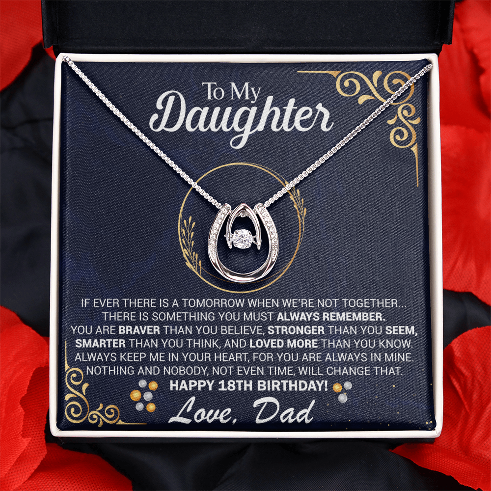 18th Birthday Daughter Gift Necklace, Gift From Dad, Lucky in Love Jewelry For 18th Birthday teen Girl, Gift for 18th Year Old Daughter from Father jewelry