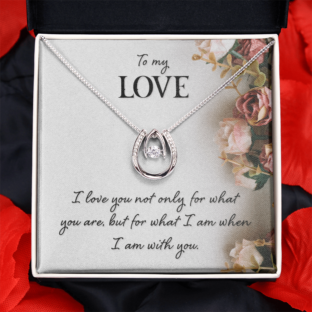 To My Love Gift Necklace, Lucky In Love Gift Necklace For Girlfriend, Wife, Mom, Birthday, Anniversary Gift For Soulmate, Gift Jewelry