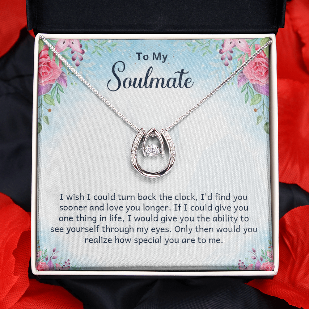 To My Soulmate Birthday Gift Necklace, Lucky In Love Necklace For Girlfriend, Wife, Soulmate, Anniversary Gift Necklace, Valentines Day Gift
