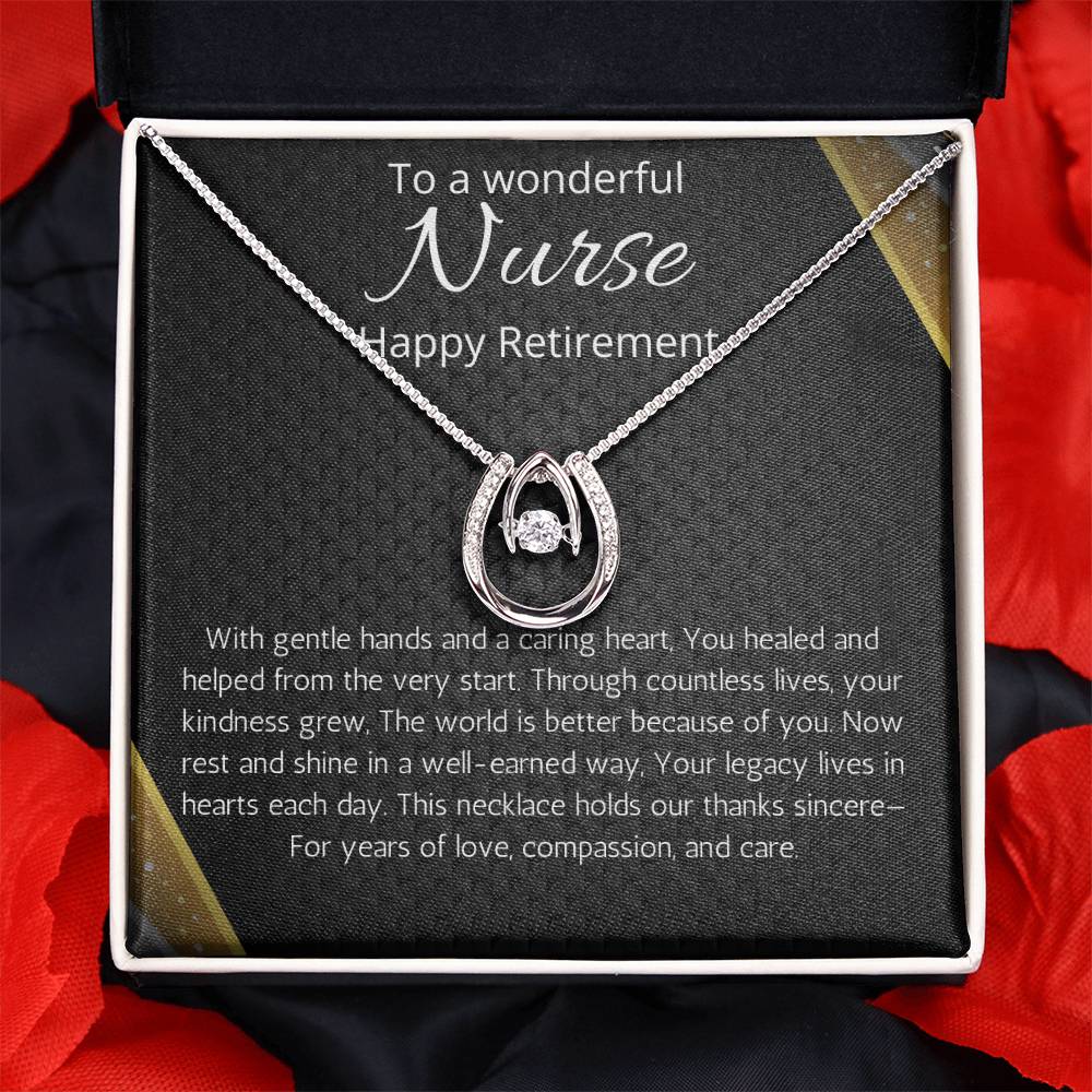Nurse Retirement Gift Necklace For Women, Retirement Gift for Nurse, RN, Lucky in Love Jewelry Retirement Party Gift for Nurse Coworker
