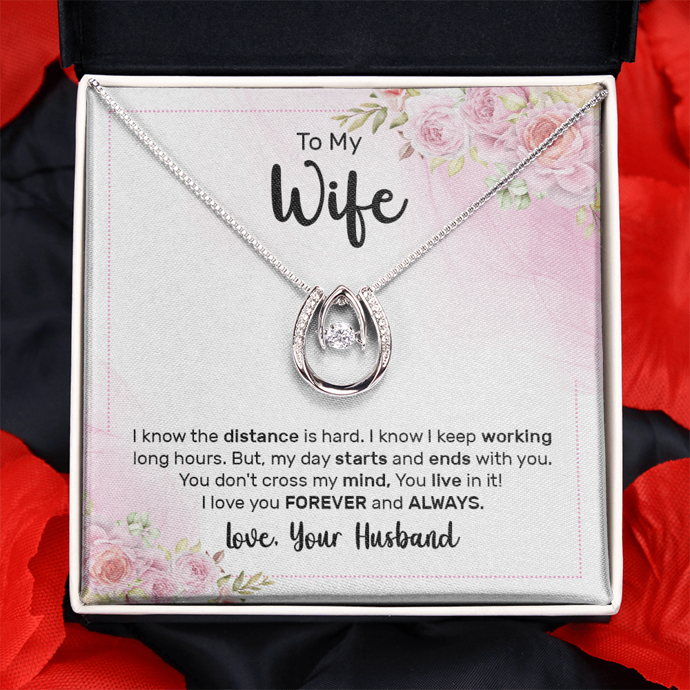 To My Wife Birthday Lucky In Love Gift Necklace, Anniversary Gift Necklace For Wife, Soulmate Valentines Day Gift From Husband Jewelry