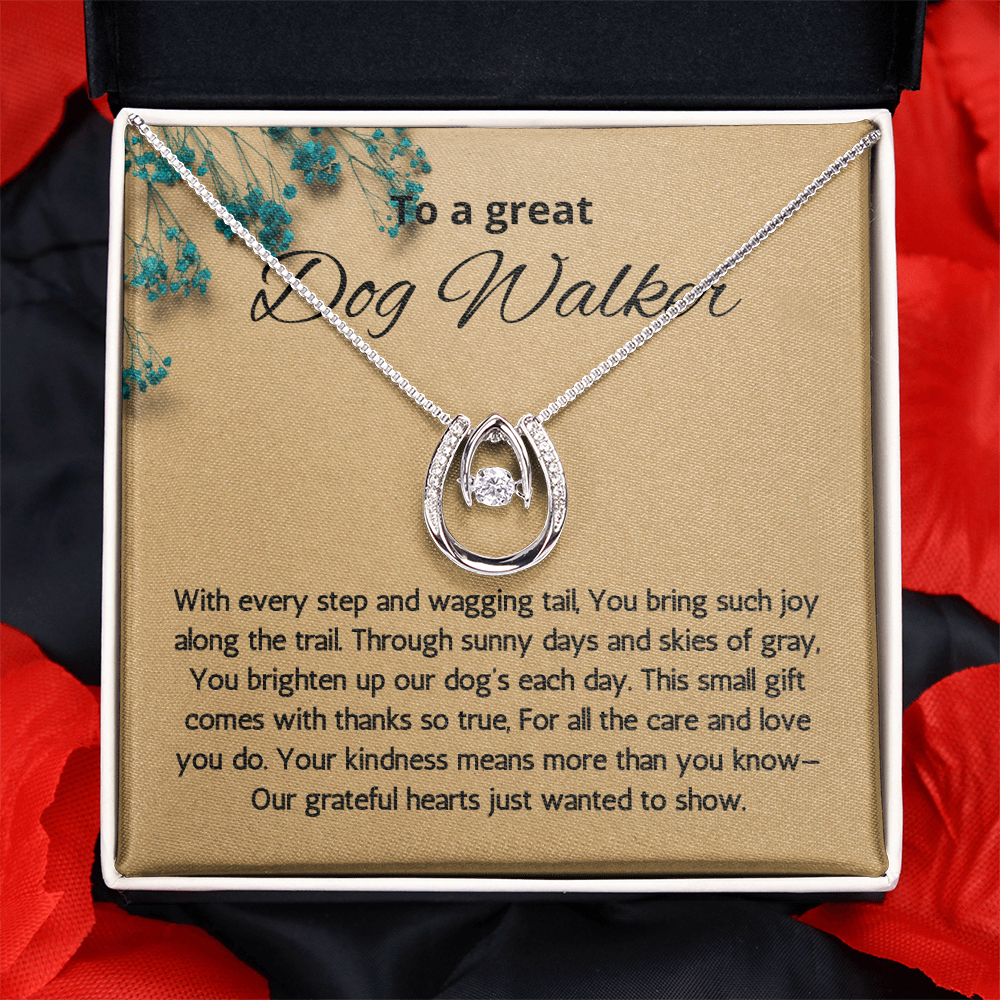 Dog Walker Gift Necklace, Lucky in Love Gift Necklace for Dog Walker, Pet Sitter Gift, Thank you gift, Appreciation Gift for Dog Walker
