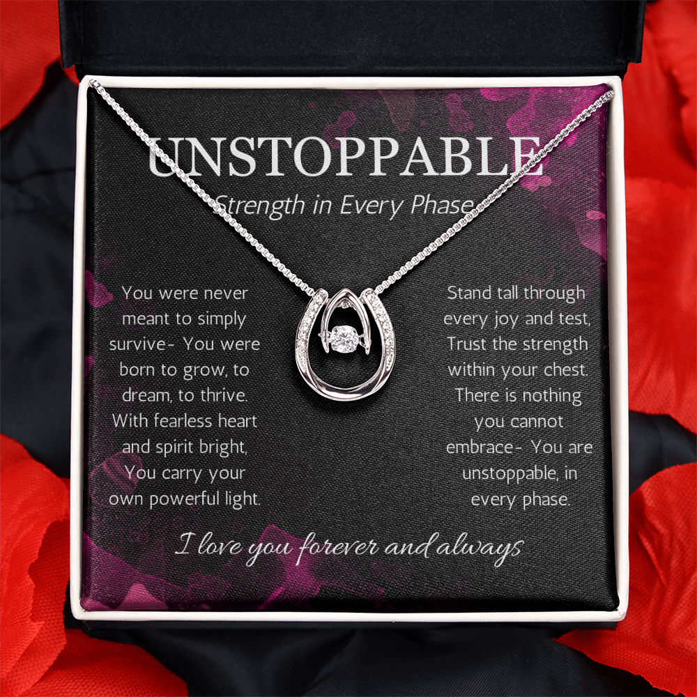 Empowerment Necklace, Resilience Necklace Unstoppable Strong Woman Jewelry Gift Lucky in Love Present