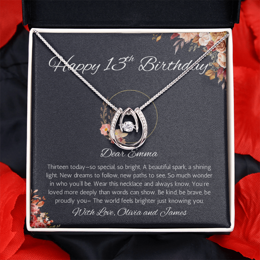 13th Birthday Girl Personalized Gift Necklace, Thirteenth Birthday Necklace, Official Teenager, 13 Year Old Girl Gift From Dad, Mom, Sister, Bro