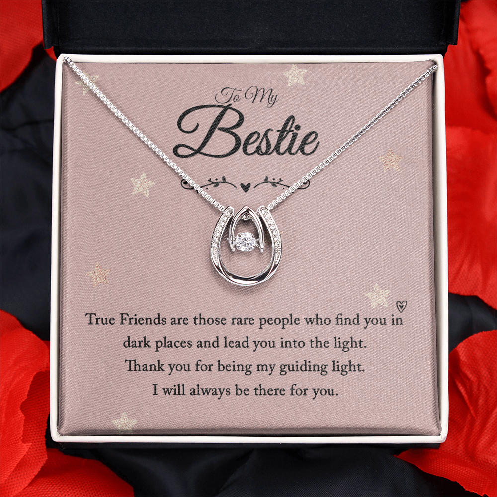 To my bestie-True Friends Gift Necklace For BFF, Bestie Gift Necklace Lucky In Love Necklace, Best Friend Gift Necklace for Birthday, Christmas