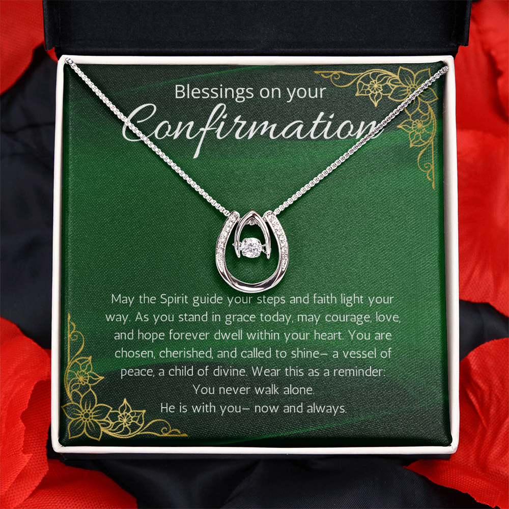 Confirmation Gift For Girls, Christian Religious Present for Women Lucky in Love Necklace For Daughter, Meaningful Message Jewelry