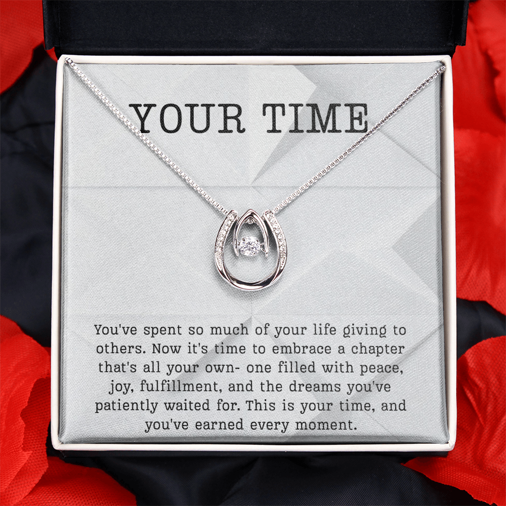 Retirement Gift necklace your time meaningful Gift Retiring celebration Lucky in Love Jewelry