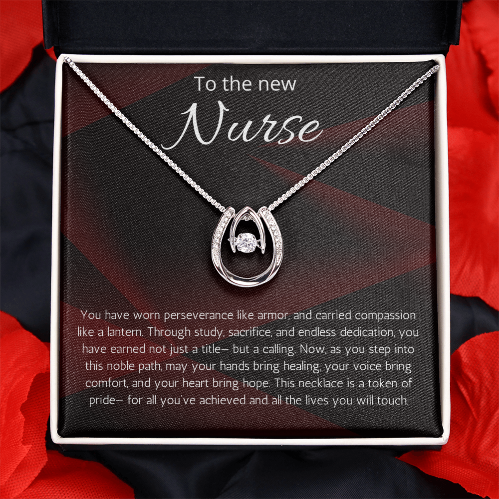 Nurse Graduation Gift, RN Necklace, Nursing Medical Student Present, Lucky In Love Jewelry