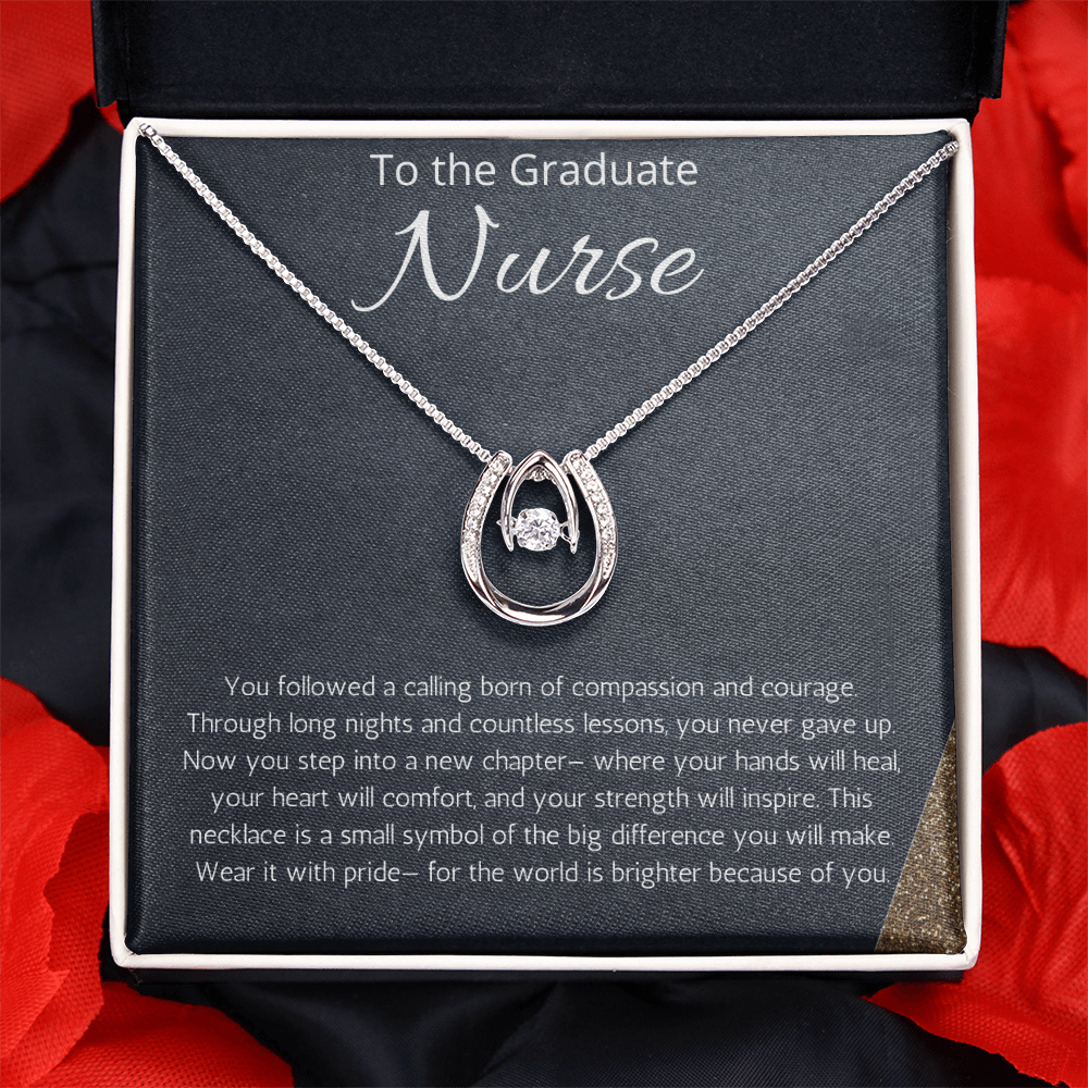 Nurse Graduation Gift, RN Necklace, Nursing Medical Graduate Student Present, Lucky In Love Jewelry