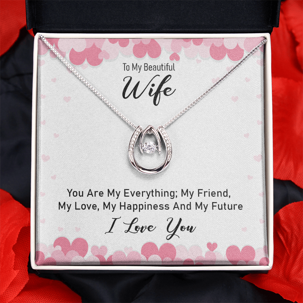 To My Beautiful Wife Lucky In Love Gift Necklace For Anniversary, Birthday Gift Necklace For Wife, Gift From Husband, Birthday Gift Jewelry
