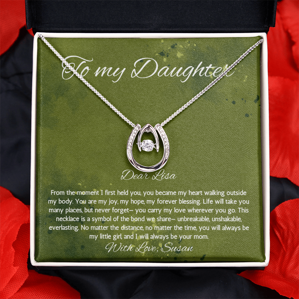 Daughter Gift Necklace form mom Birthday Graduation Gift from Mother Jewelry Gift From Mother Personalized Lucky in Love Necklace Present