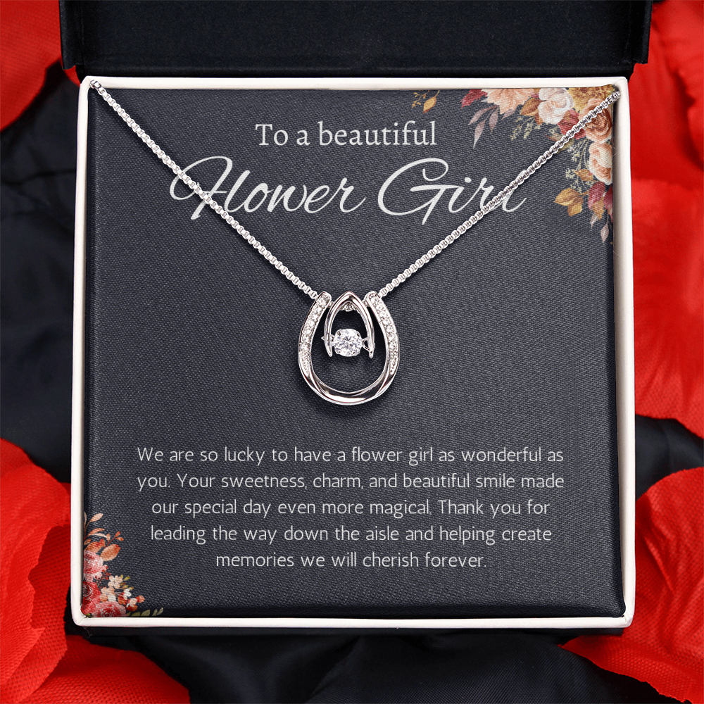 Flower Girl Gift Necklace Flower Girl Thank You Gift Flower Girl Wedding Gift Wedding Bridal Party Lucky in Love Jewelry