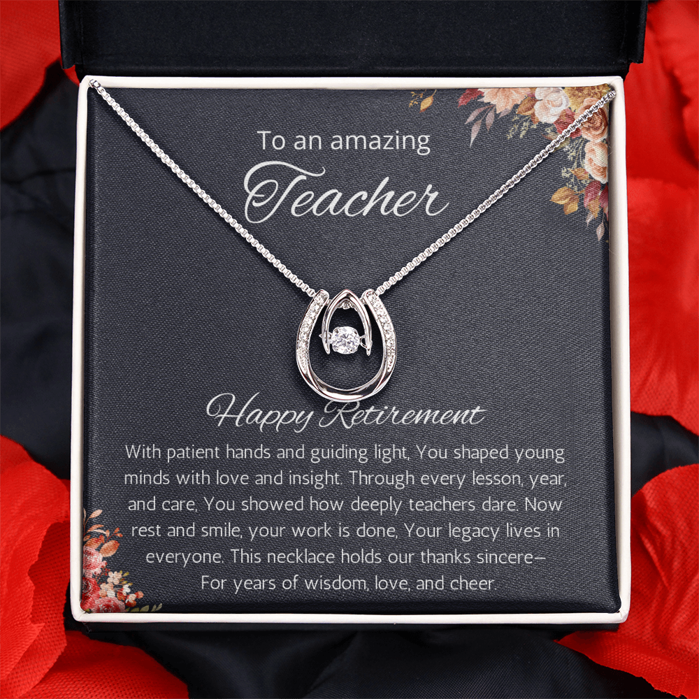Teacher Retirement Gift Necklace, Teacher Appreciation Gift for Retired Teacher, Retiring Teacher Gift Jewelry, School Retirement Gifts