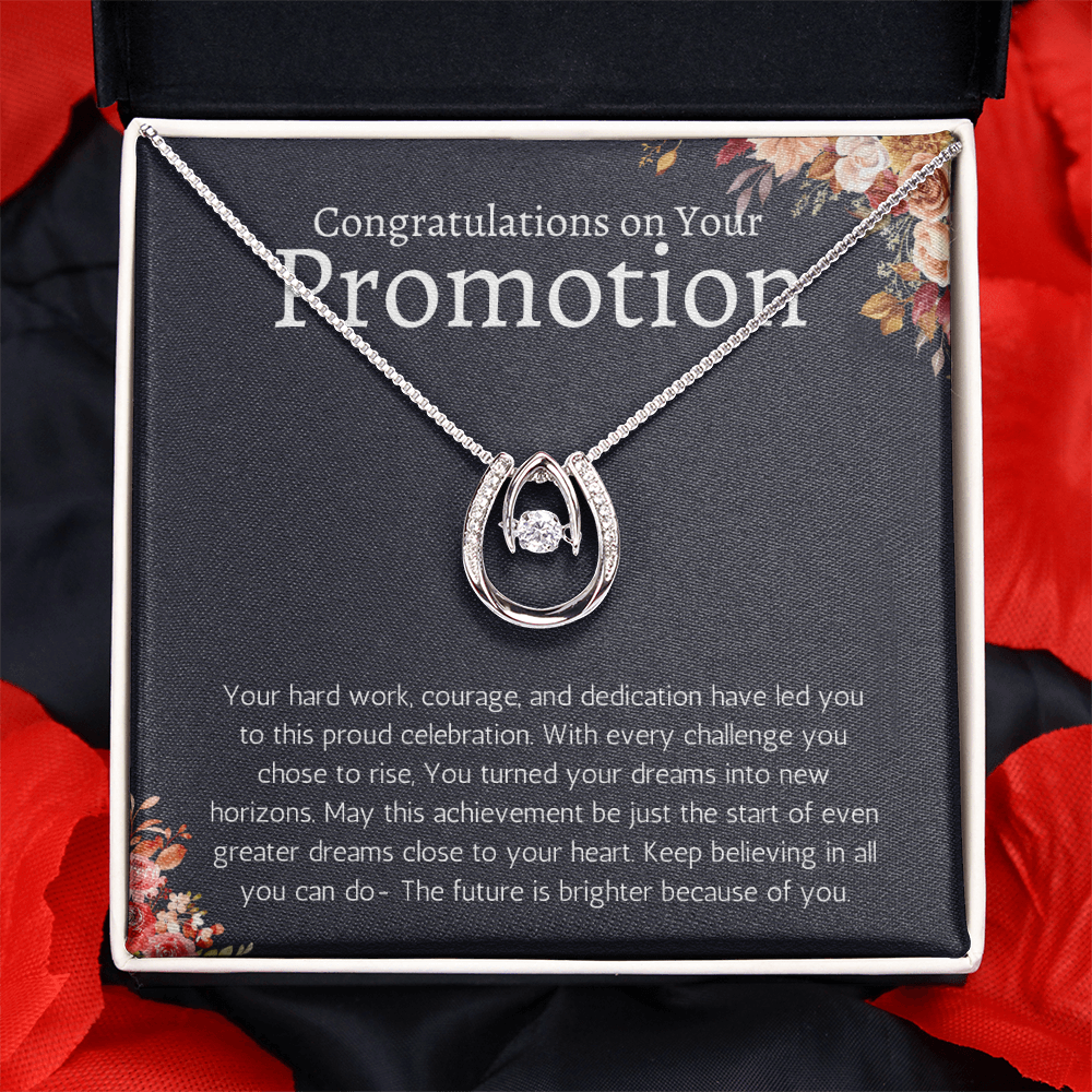 Job Promotion Gifts Necklace for Women Congratulations Gift for Coworker, Boss, Friend or Family Lucky in Love Jewelry
