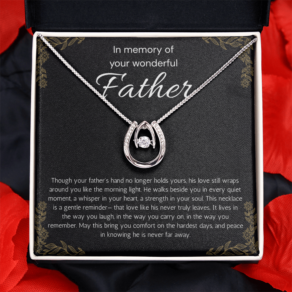 Loss of Father Gift, Dad Memorial Jewelry, Condolence, Remembrance, Sorry for your Loss Lucky In Love Necklace to Daughter