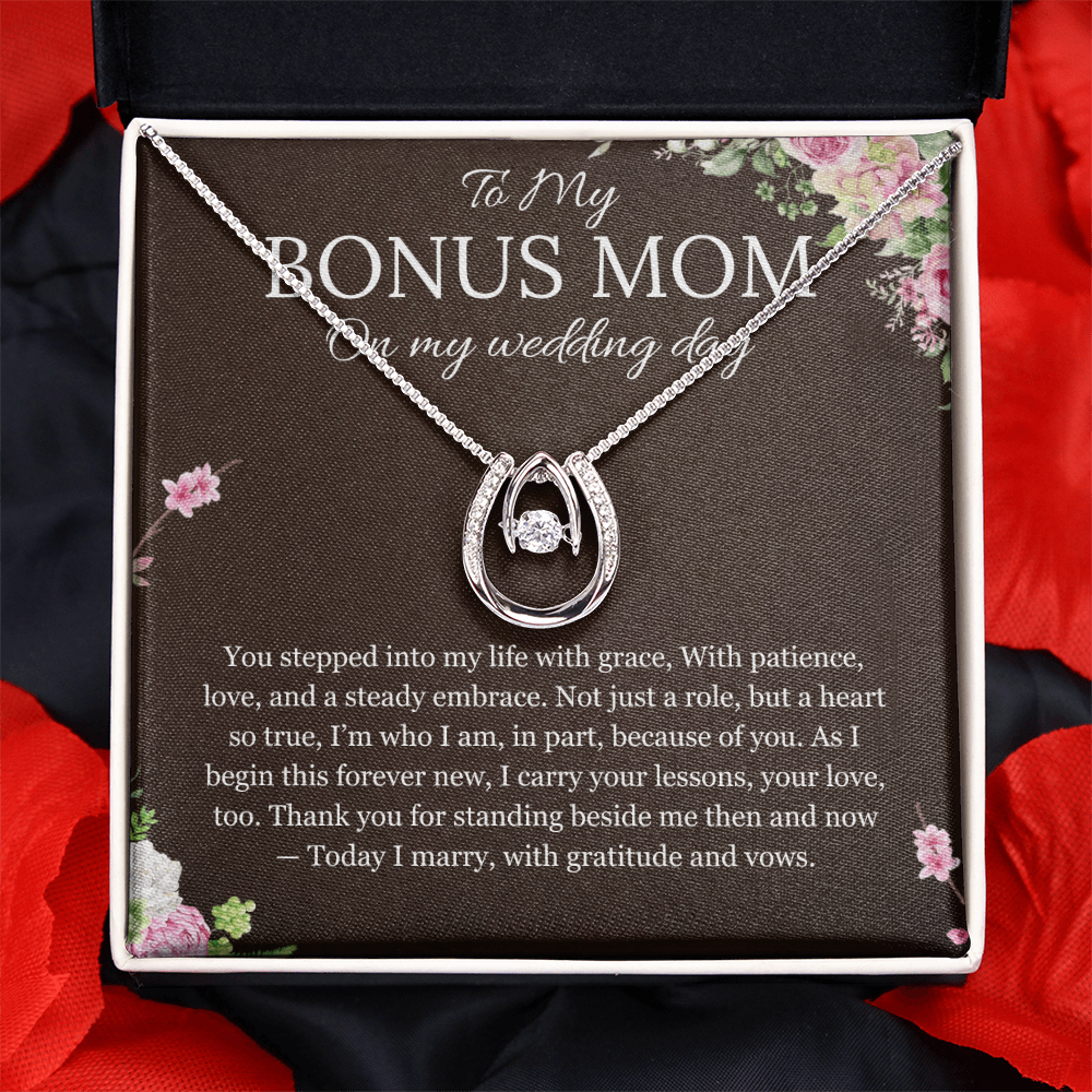 Bonus Mom Gift Necklace from Bride Step Mother Wedding Gift From bride Lucky in Love Gift Necklace From Bride to Stepmom from Stepdaughter