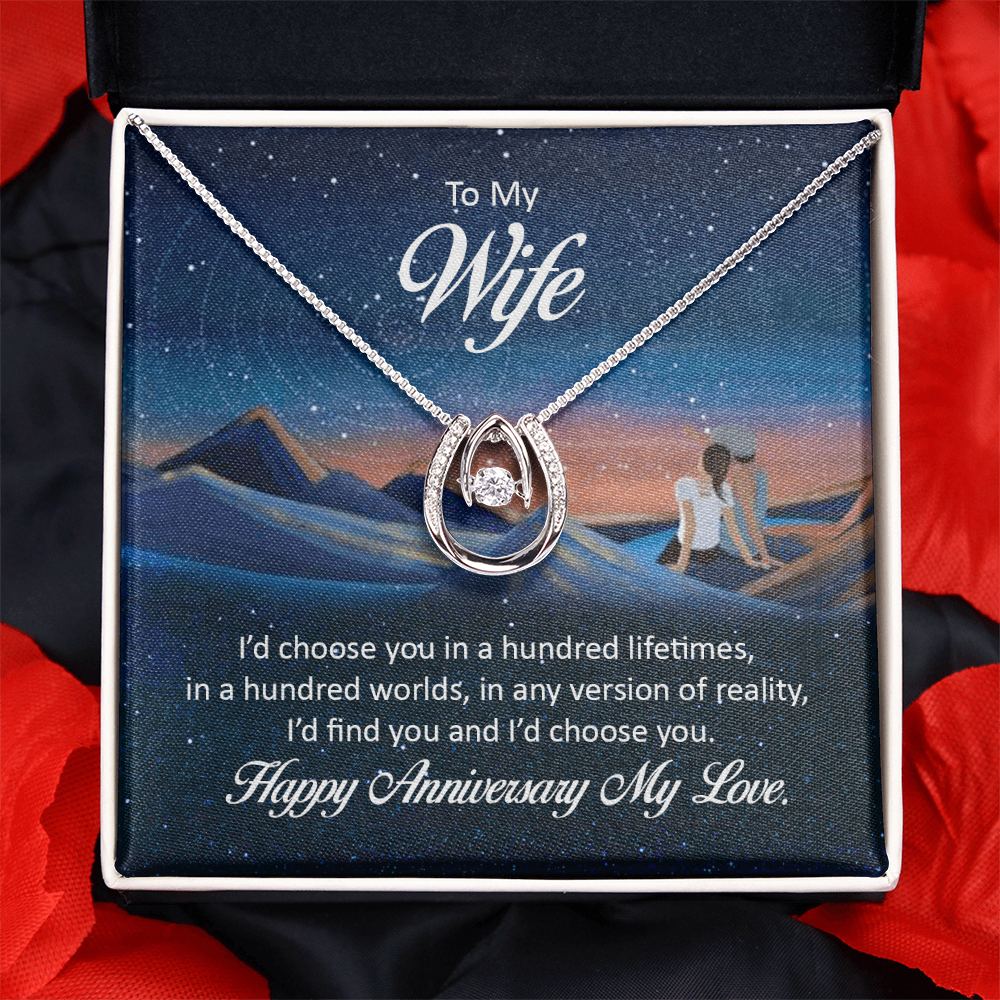 To My Wife Gift Necklace, Lucky In Love Necklace Gift For Wife, Anniversary Gift Necklace For Wife, Gift From Husband, Anniversary Jewelry Gift