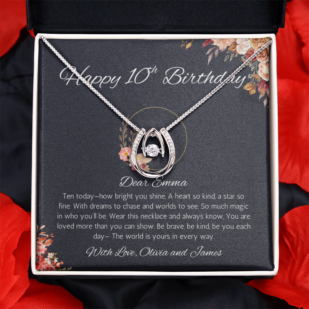 10th Birthday Girl Personalized Gift, 10th Birthday Gift, Tenth Birthday Gift necklace, Gift for 10 Year old from Dad, Mom, friend, Sister, Bro