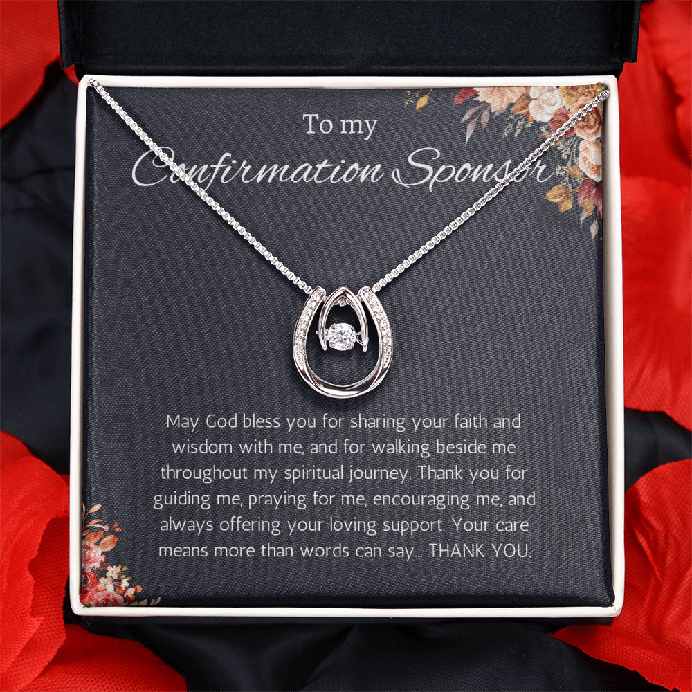 Confirmation Sponsor Gift for Women, Catholic Sponsor Gifts Thank you Gift Sponsor Confirmation Lucky In Love Jewelry Necklace