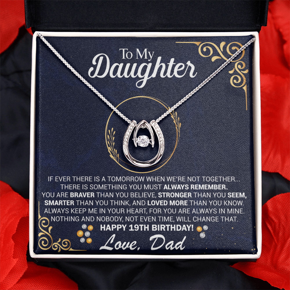 19th Birthday Daughter Gift Necklace, Gift From Dad, Lucky in Love Jewelry For 19th Birthday teen Girl, Gift for 19th Year Old Daughter from Father jewelry