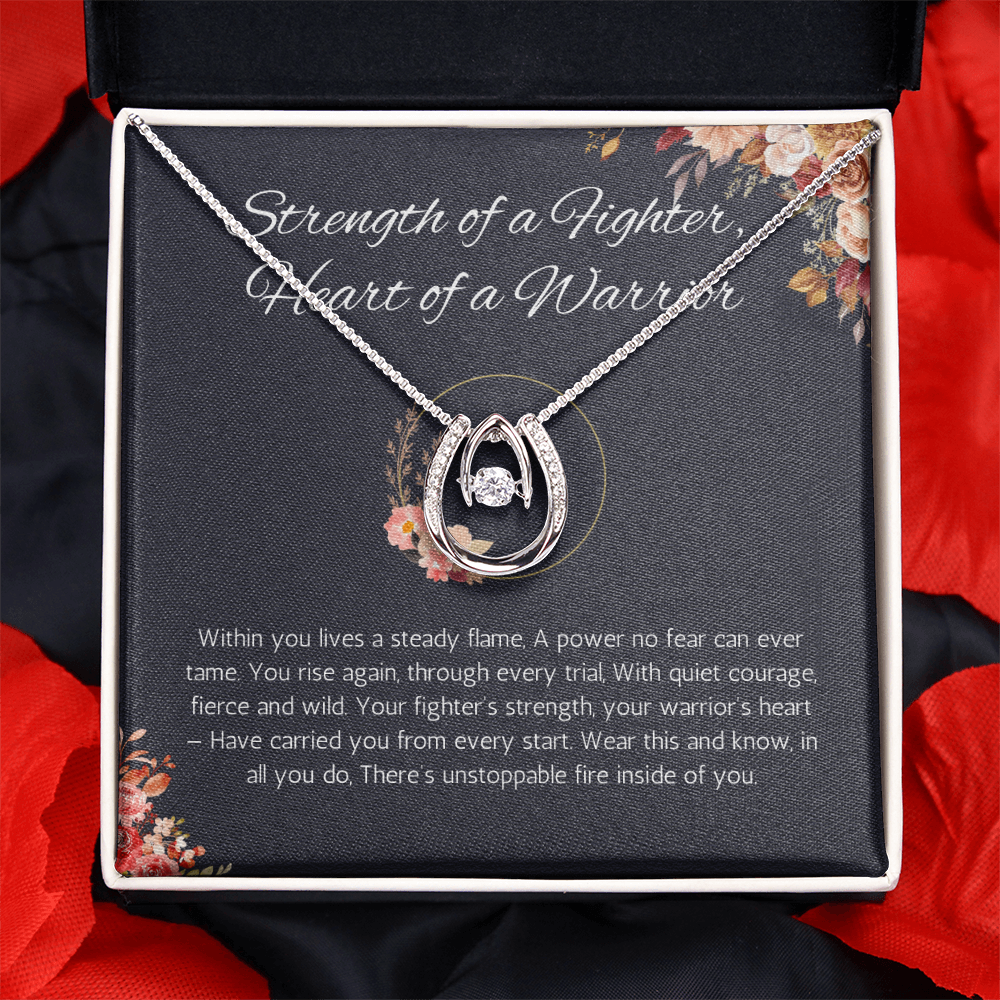 Warrior Gift Necklace, Lucky In Love Strength Gift, Survivor Gift For Grief, New Beginnings Encouragement Gift Necklace