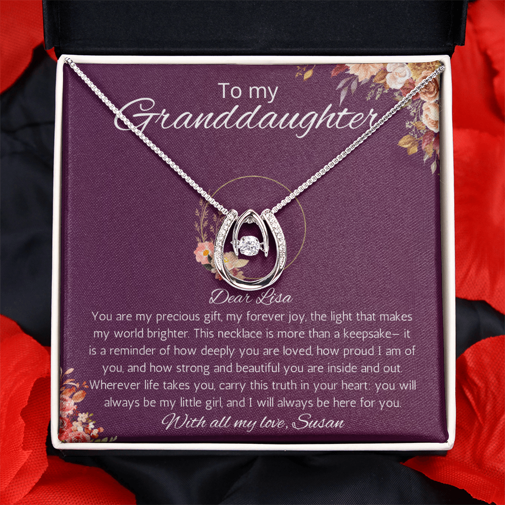 Granddaughter Gift Necklace from Grandma Grandpa Gift Personalized Birthday Christmas Graduation Gift Lucky in Love necklace