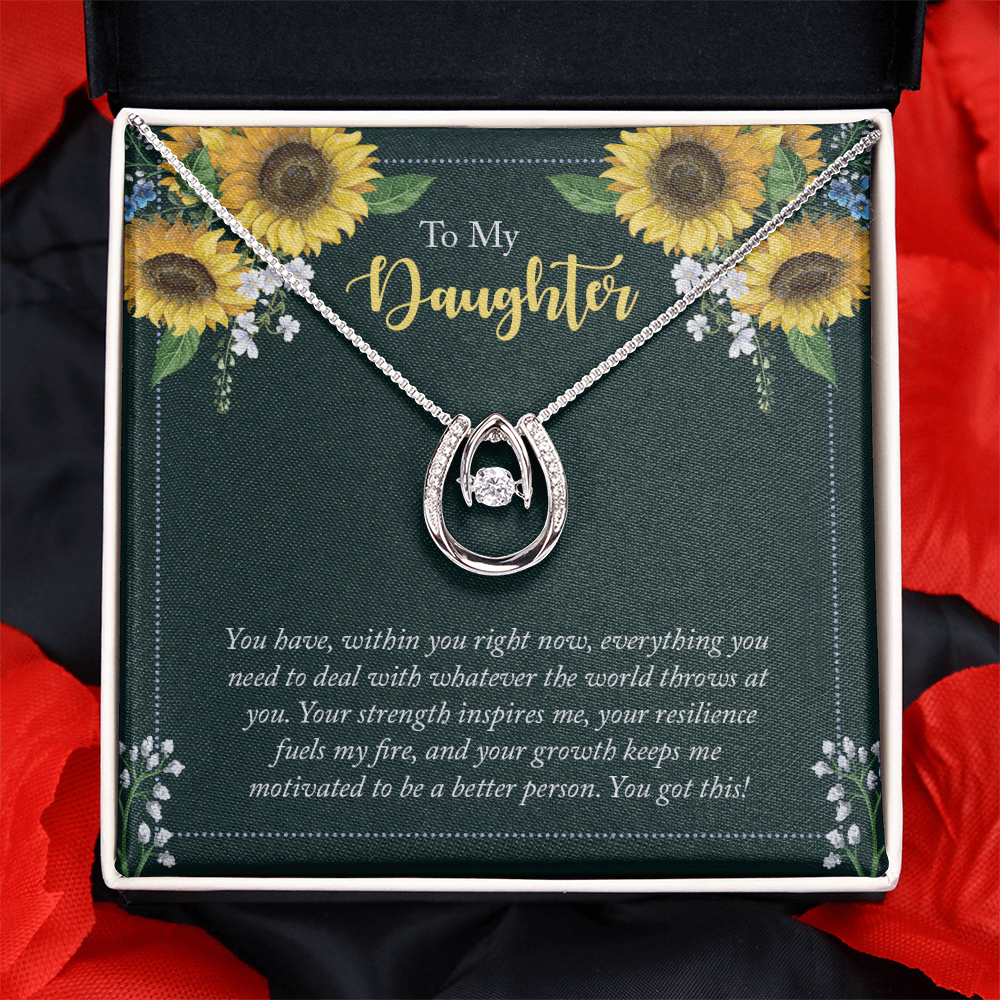 Daughter Gift Necklace, Birthday Gift Necklace, Motivation Gift, From Dad, Mom, Graduation Gift, Lucky In Love Necklace For Daughter, Christmas Gift