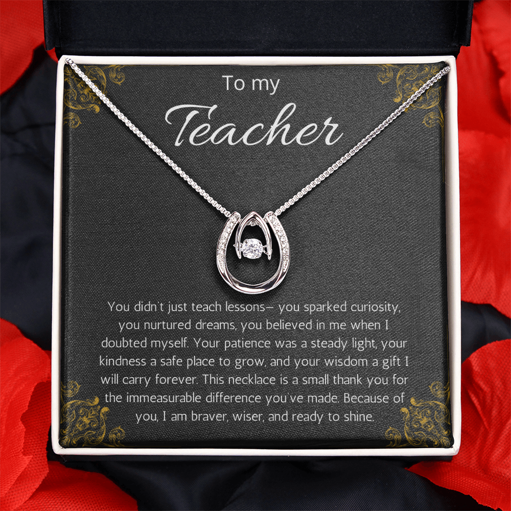 Teacher Gift Appreciation Present Lucky in Love Necklace, Thank you Present from Students, End of class, Farewell Jewelry