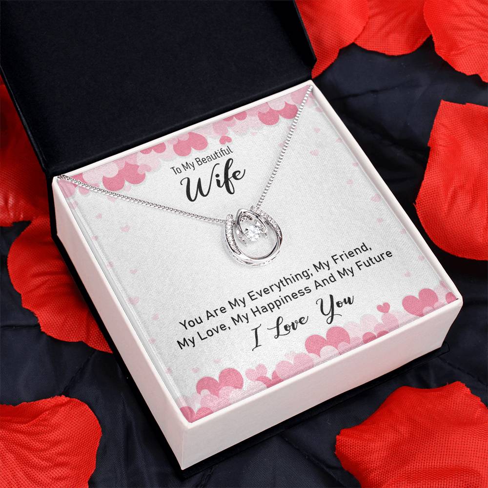 To My Beautiful Wife Lucky In Love Gift Necklace For Anniversary, Birthday Gift Necklace For Wife, Gift From Husband, Birthday Gift Jewelry