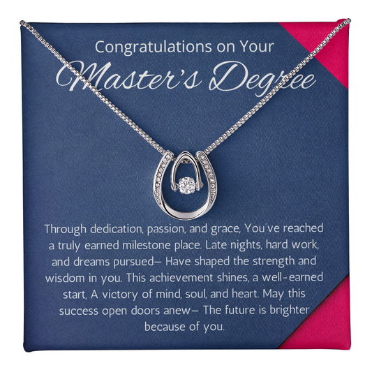 Masters Degree Graduation Gift Necklace, Lucky In Love Gift Necklace, Congratulation For Masters Degree Graduation for her Jewelry