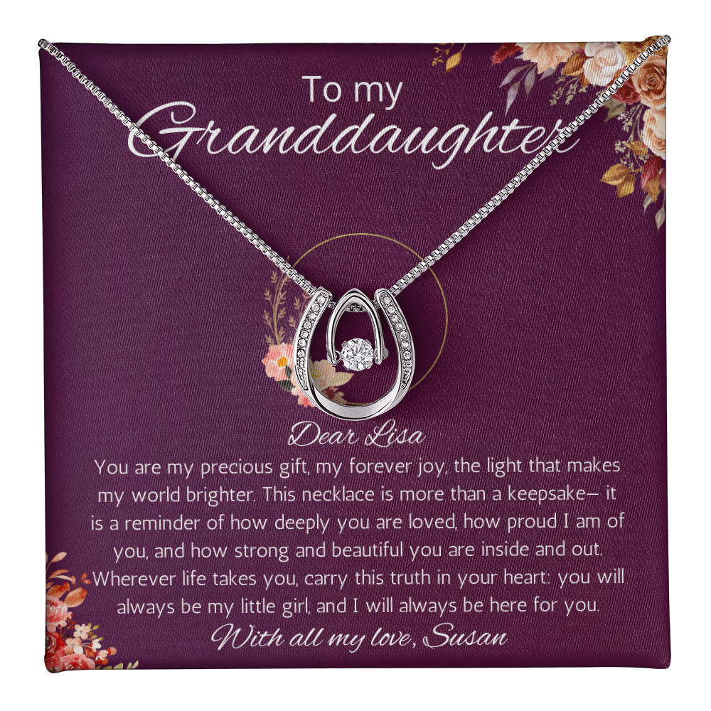 Granddaughter Gift Necklace from Grandma Grandpa Gift Personalized Birthday Christmas Graduation Gift Lucky in Love necklace