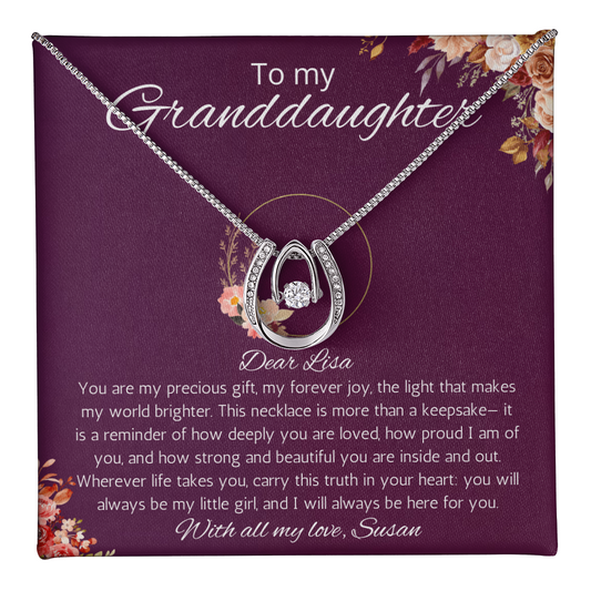 Granddaughter Gift Necklace from Grandma Grandpa Gift Personalized Birthday Christmas Graduation Gift Lucky in Love necklace