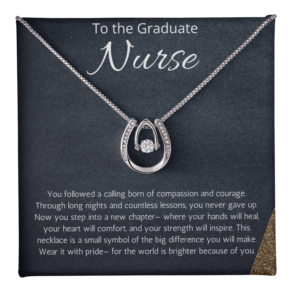 Nurse Graduation Gift, RN Necklace, Nursing Medical Graduate Student Present, Lucky In Love Jewelry