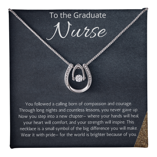 Nurse Graduation Gift, RN Necklace, Nursing Medical Graduate Student Present, Lucky In Love Jewelry