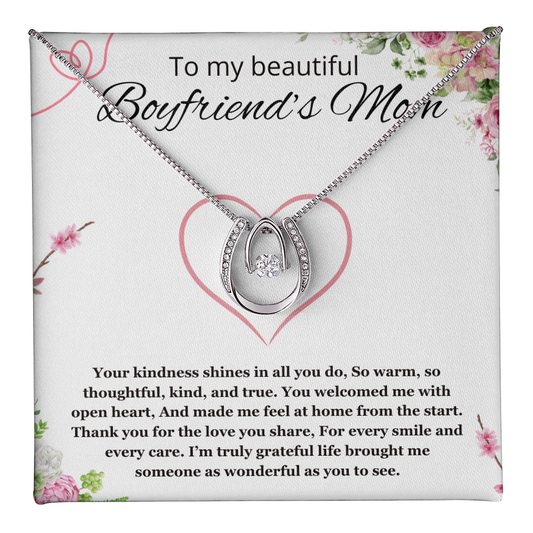 Boyfriends Mom Gift for Boyfriend's Mom, To My Boyfriends Mom Necklace Christmas, Mother's Day Birthday Lucky in Love Jewelry