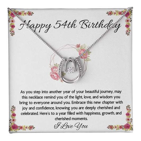 54th Birthday Women Gift Lucky in Love Message Card Necklace for Daughter Sister Mom wife Grandma Jewelry From dad Brother friend