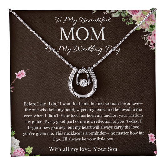 Mother of the Groom Gift From Son To Mom Gift Lucky In Love Wedding Gift Necklace Groom to Mother Son to Mother Gift For Wedding
