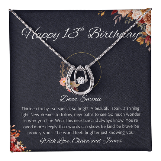 13th Birthday Girl Personalized Gift Necklace, Thirteenth Birthday Necklace, Official Teenager, 13 Year Old Girl Gift From Dad, Mom, Sister, Bro