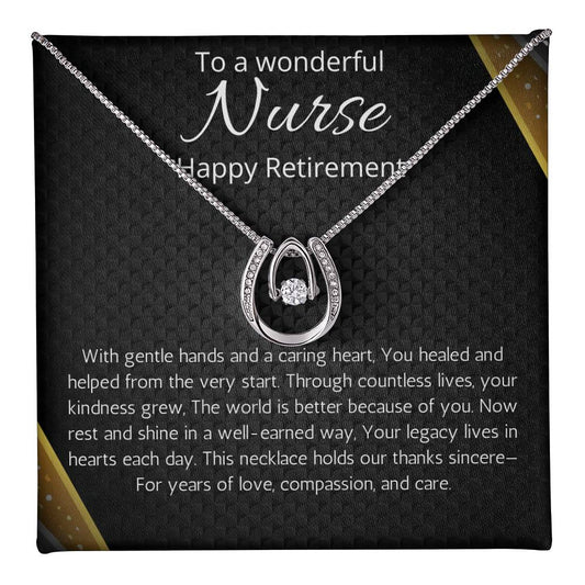 Nurse Retirement Gift Necklace For Women, Retirement Gift for Nurse, RN, Lucky in Love Jewelry Retirement Party Gift for Nurse Coworker