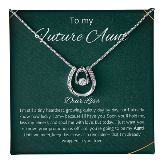 New Aunt Necklace Gift Promoted to Auntie Personalized Gift Message Card Jewelry For New Auntie Promoted to Auntie Lucky in Love Necklace
