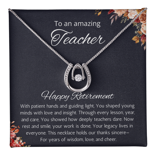 Teacher Retirement Gift Necklace, Teacher Appreciation Gift for Retired Teacher, Retiring Teacher Gift Jewelry, School Retirement Gifts