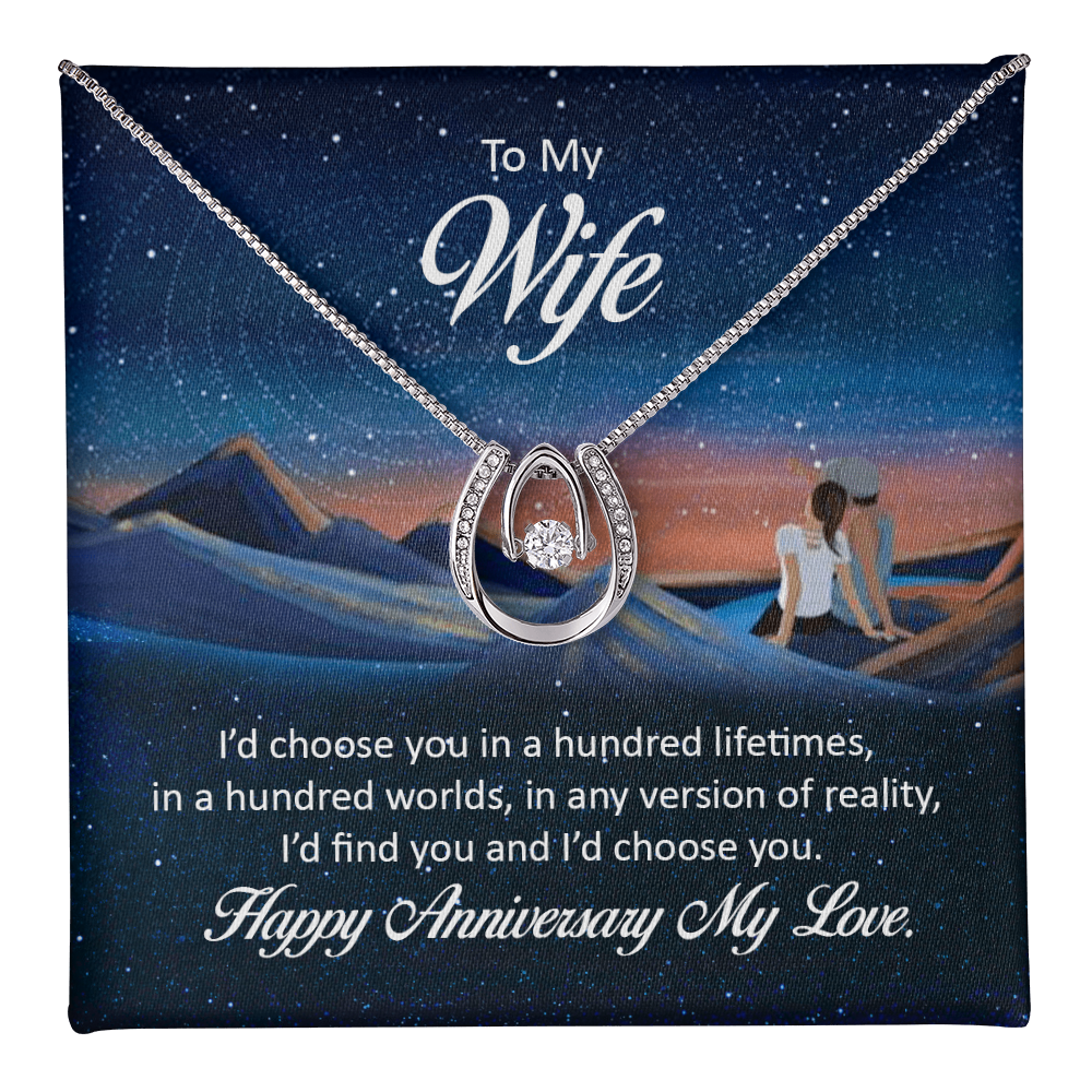 To My Wife Gift Necklace, Lucky In Love Necklace Gift For Wife, Anniversary Gift Necklace For Wife, Gift From Husband, Anniversary Jewelry Gift