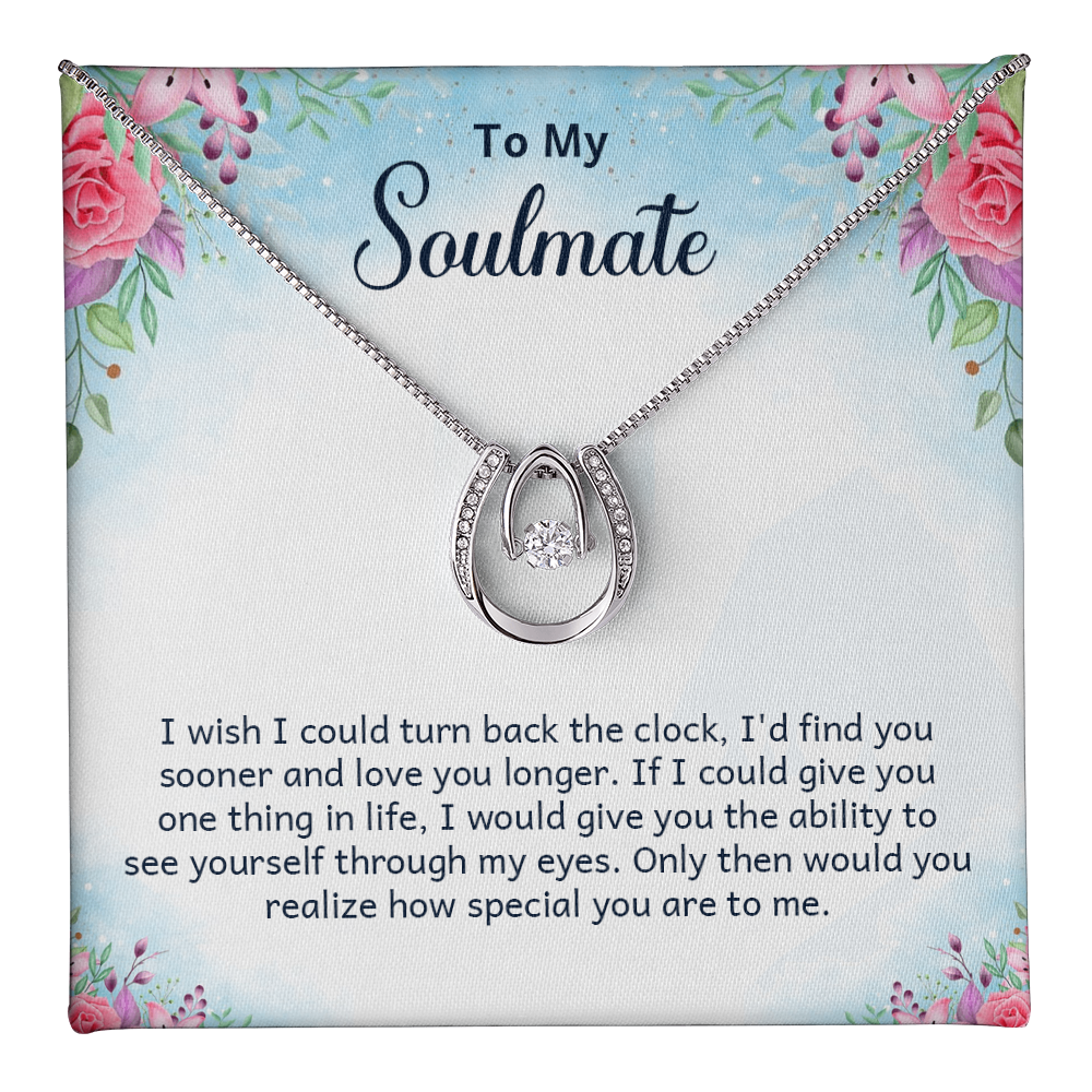To My Soulmate Birthday Gift Necklace, Lucky In Love Necklace For Girlfriend, Wife, Soulmate, Anniversary Gift Necklace, Valentines Day Gift
