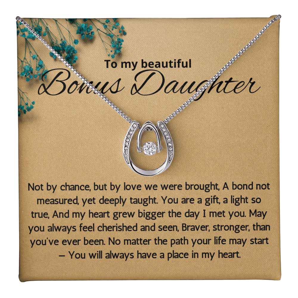 Step Daughter Gift Necklace, Gift Necklace for Bonus Daughter, Stepdaughter Birthday, Wedding Gift, Lucky In Love Necklace from Step Dad Mom