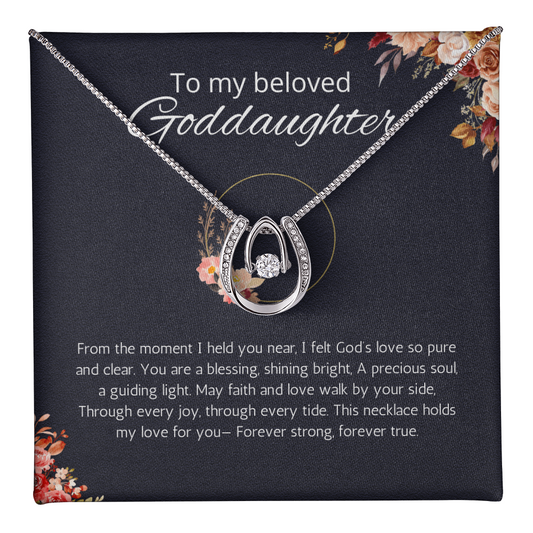Goddaughter Gift from Godmother, Goddaughter Jewelry, Goddaughter Birthday Gift,Lucky in Love Necklace Goddaughter Baptism, Goddaughter Wedding