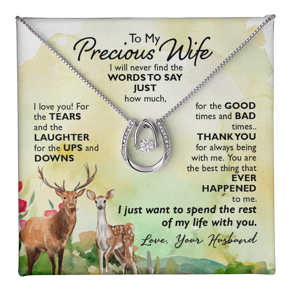 To My Precious Wife Gift Necklace for Birthday Lucky In Love Necklace, Anniversary Gift Jewelry For Wife, Soulmate From Husband, Valentines Day