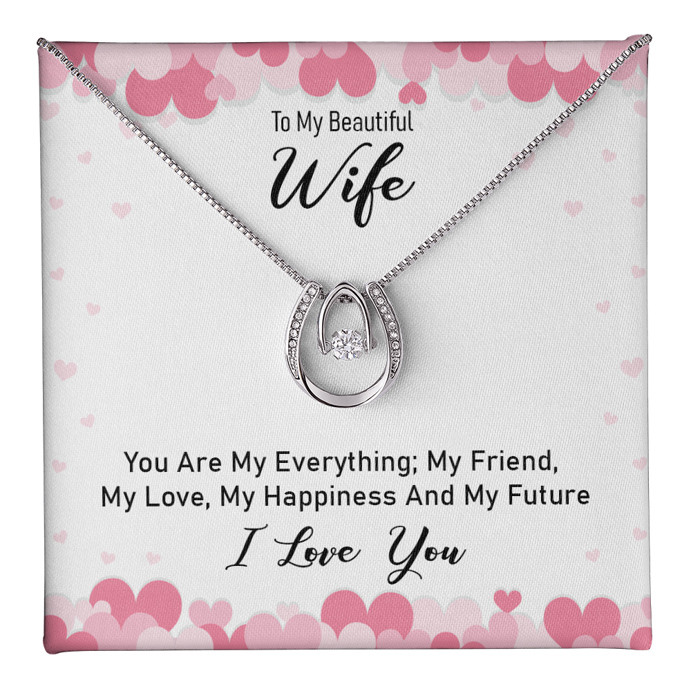 To My Beautiful Wife Lucky In Love Gift Necklace For Anniversary, Birthday Gift Necklace For Wife, Gift From Husband, Birthday Gift Jewelry
