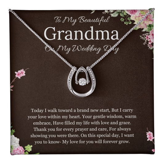 Grandmother of the Bride Gift to Grandma Wedding Gift for Grandma of the Bride Grandmother Wedding Necklace Lucky in Love Jewelry